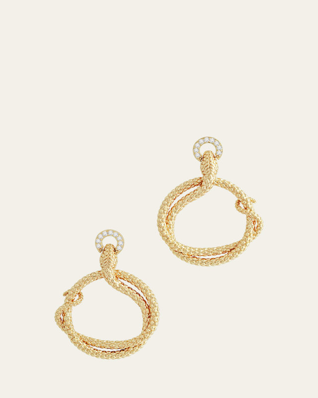 Serpent Holding Ring Hoop Earrings